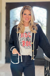Turn It Up Button Down Cardigan : Black/Ivory