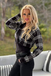 Just Joyful Dolman Houndstooth Sweater : Black/White