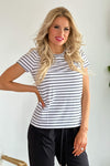 Liverpool Catherine Striped Crew Neck Top : Black/White