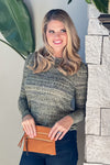 Liverpool Ava Boatneck Textured Knit Top : Olive/Multi