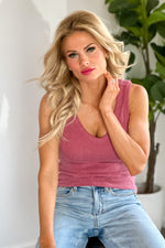 Be Your Best Ribbed V-Neck Tank Top : Mauve