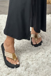 Corkys Sunsational Flip Flops : Gold Weave
