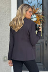 Private Jet Long Sleeve Open Blazer : Black