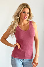 Be Your Best Ribbed V-Neck Tank Top : Mauve