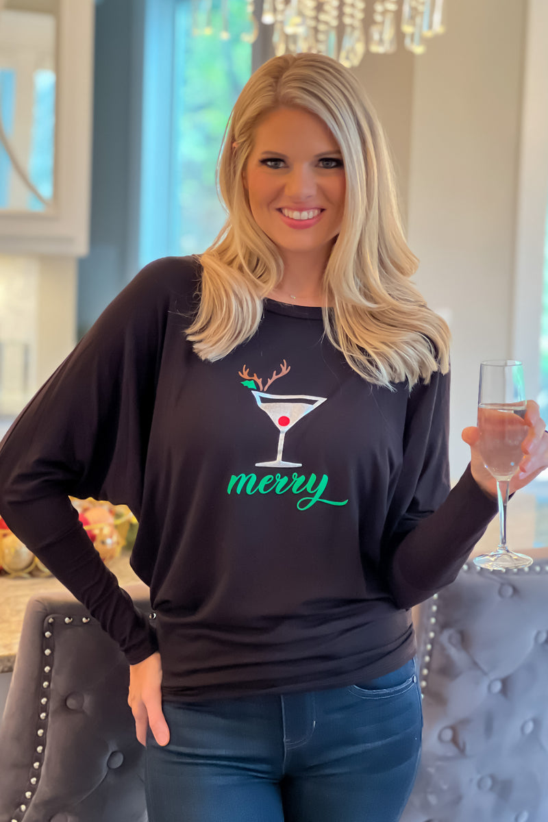 Merry Martini Dolman Top : Black