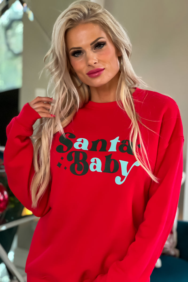 Santa Baby Fleece Sweatshirt : Red