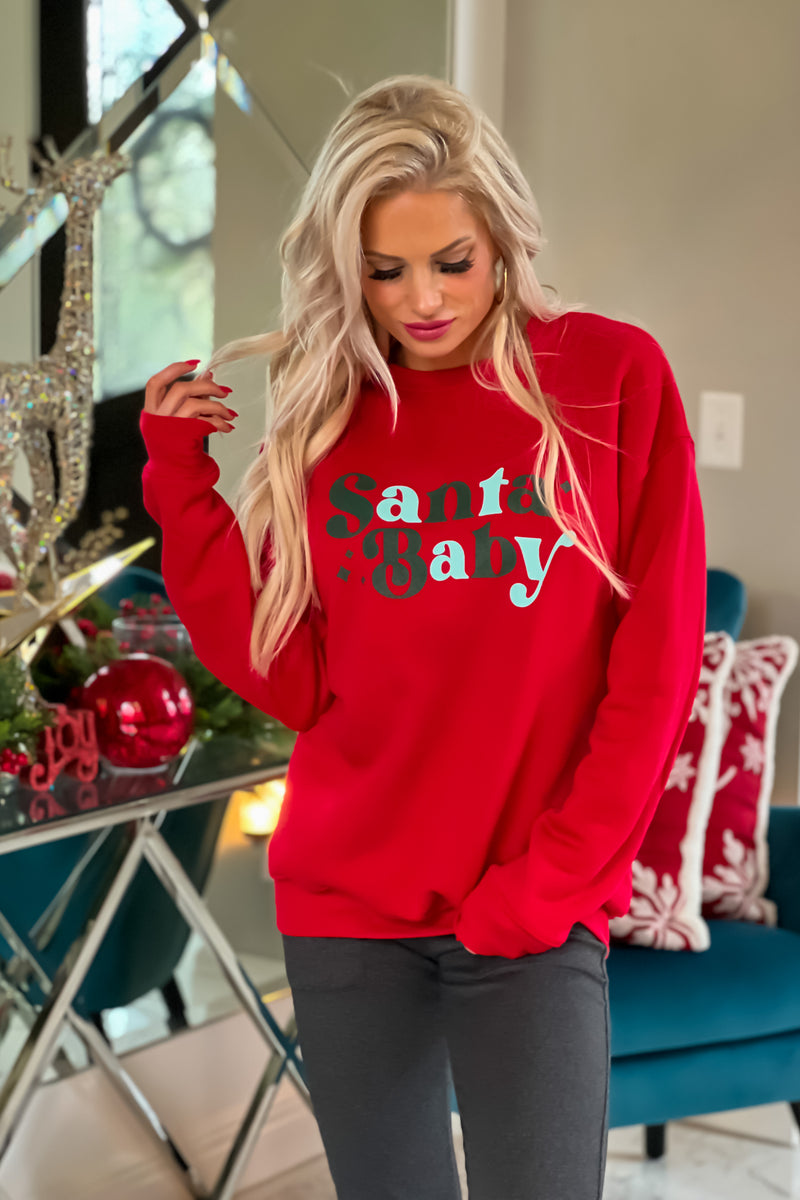 Santa Baby Fleece Sweatshirt : Red