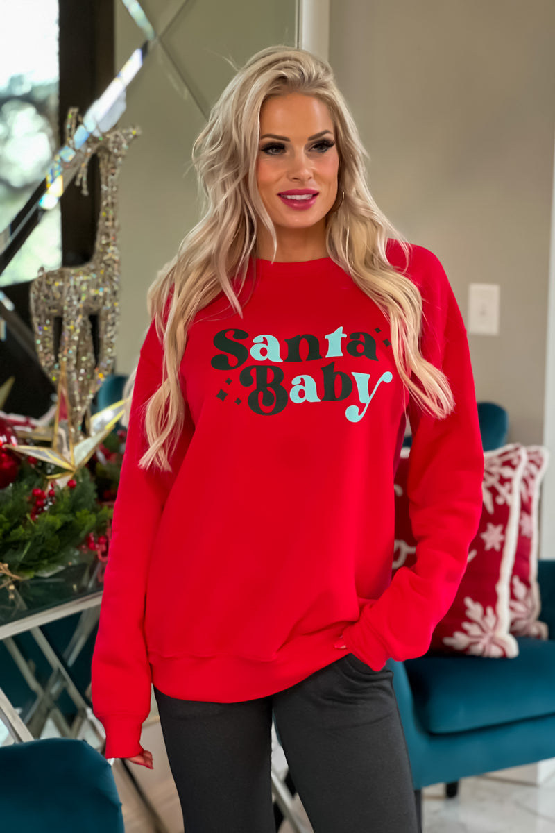 Santa Baby Fleece Sweatshirt : Red