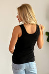 Be Your Best Ribbed V-Neck Tank Top : Black