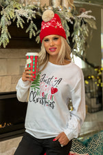 Just a Girl Who Loves Christmas Sweatshirt : White