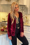 More Than Words Velvet Blazer : Wine