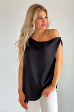 Always Ready Asymmetric Off Shoulder Top : Black