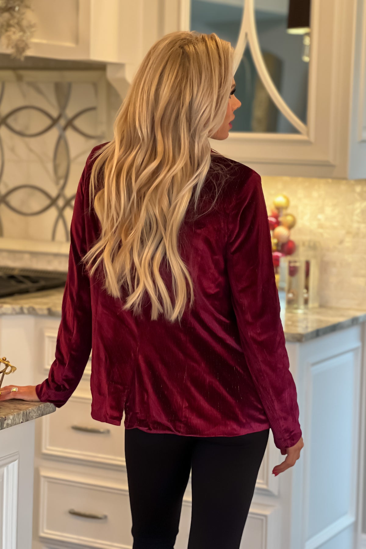 More Than Words Velvet Blazer : Wine