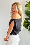 Always Ready Asymmetric Off Shoulder Top : Black