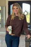 Cuddle With Me Comfy Crewneck Sweater : Brown