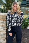 Come To The Park Paisley Sweater : Black/Off White