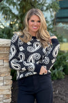 Come To The Park Paisley Sweater : Black/Off White