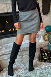 Most Loved Houndstooth Tweed Mini Skirt : Black/White
