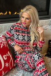 Hooded Fair Isle Soft Pajama Set : Red/Black