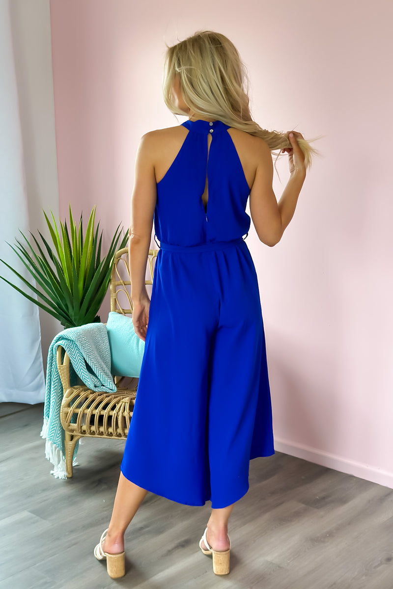 New Heights Cropped Wide Leg Jumpsuit : Royal Blue