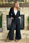 Glam Style Side Slit Wide Leg Pant : Black