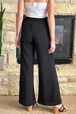 Glam Style Side Slit Wide Leg Pant : Black