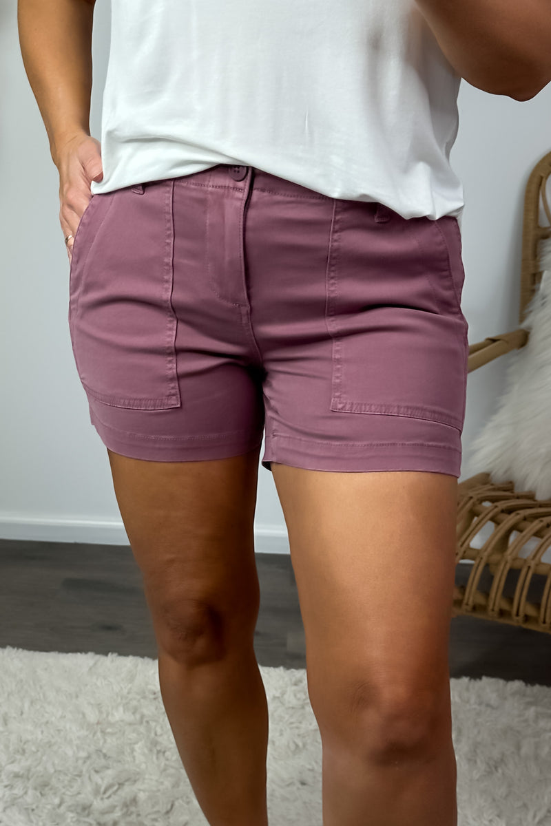 Liverpool Libby Utility Shorts With Flap Pockets : Mauve