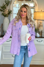 What I Like Washed Thermal Shacket : Lavender