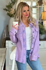 What I Like Washed Thermal Shacket : Lavender