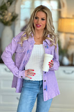 What I Like Washed Thermal Shacket : Lavender