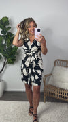 Pulling It Together Twist Front Sleeveless Dress : Black/Cream