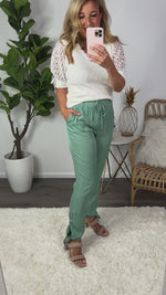 Places To Be Tied Hem Joggers : Sage