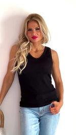 Be Your Best Ribbed V-Neck Tank Top : Black