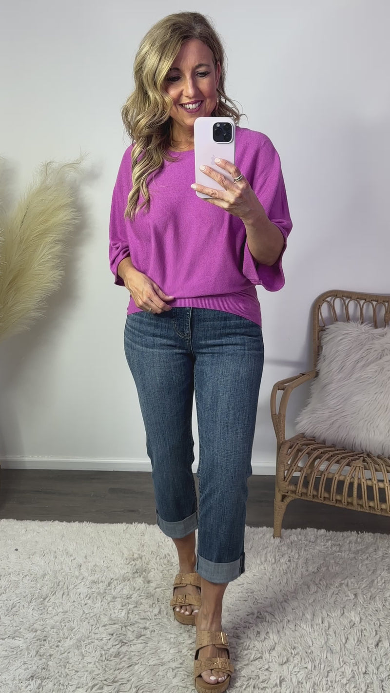 Liverpool Charlie Wide Cuff Crop Jean : Dark Wash