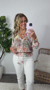 Just A Dream Smocked Waist Blouse : Rose/Floral