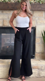 Glam Style Side Slit Wide Leg Pant : Black