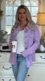 What I Like Washed Thermal Shacket : Lavender