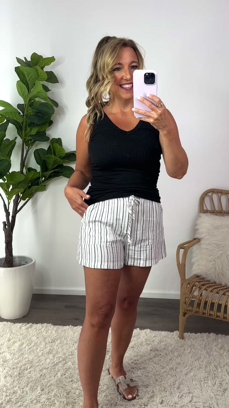 Be Your Best Ribbed V-Neck Tank Top : Black