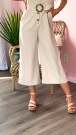 Favorite Adventure Button Front Cropped Jumpsuit : Light Beige