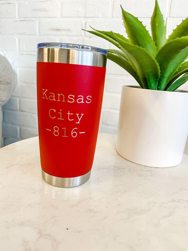 20oz Stainless Steel Tumbler : Kansas City Area Code 816