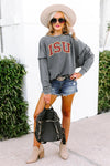 Iowa State Cyclones Ruffle Detail Long Sleeve Pullover : Charcoal
