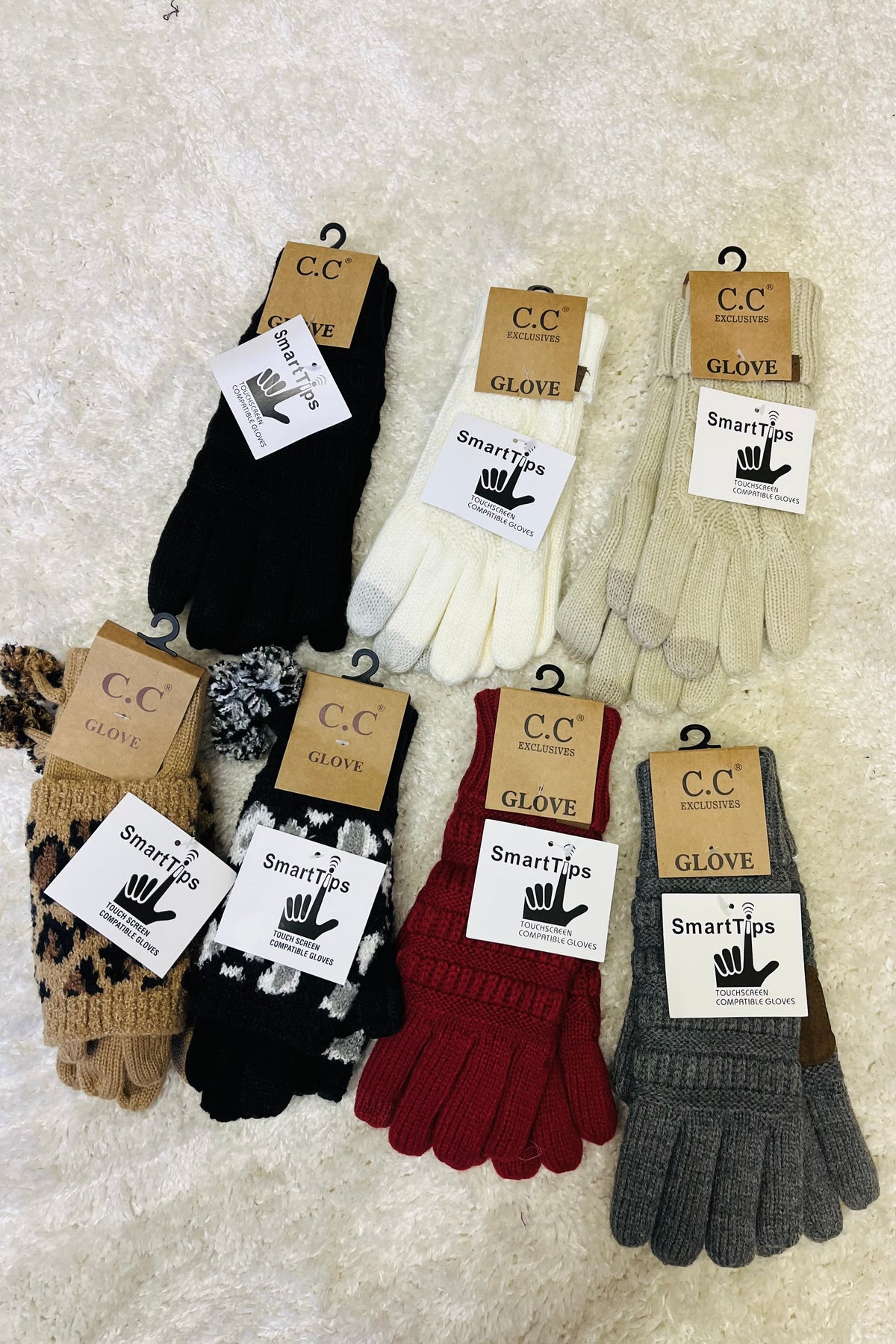 C.C. Lined Touchscreen Cable Knit Gloves : Pick Color