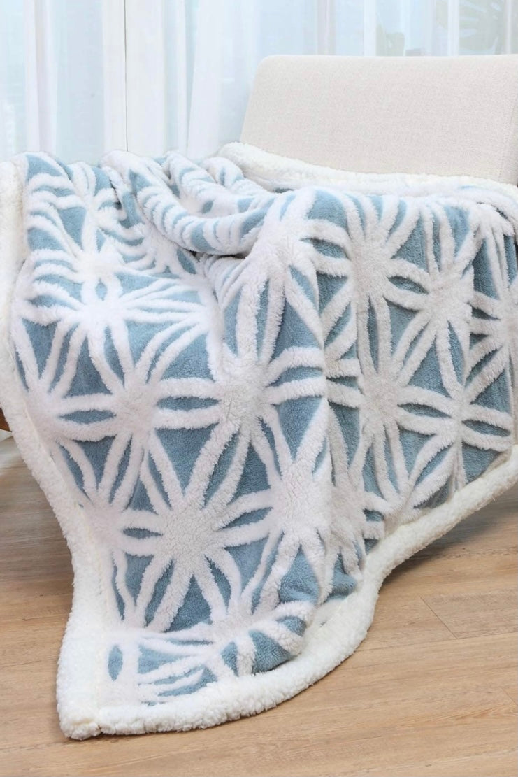 Cozy Time Sherpa Fuzzy Patterned Blanket : Various