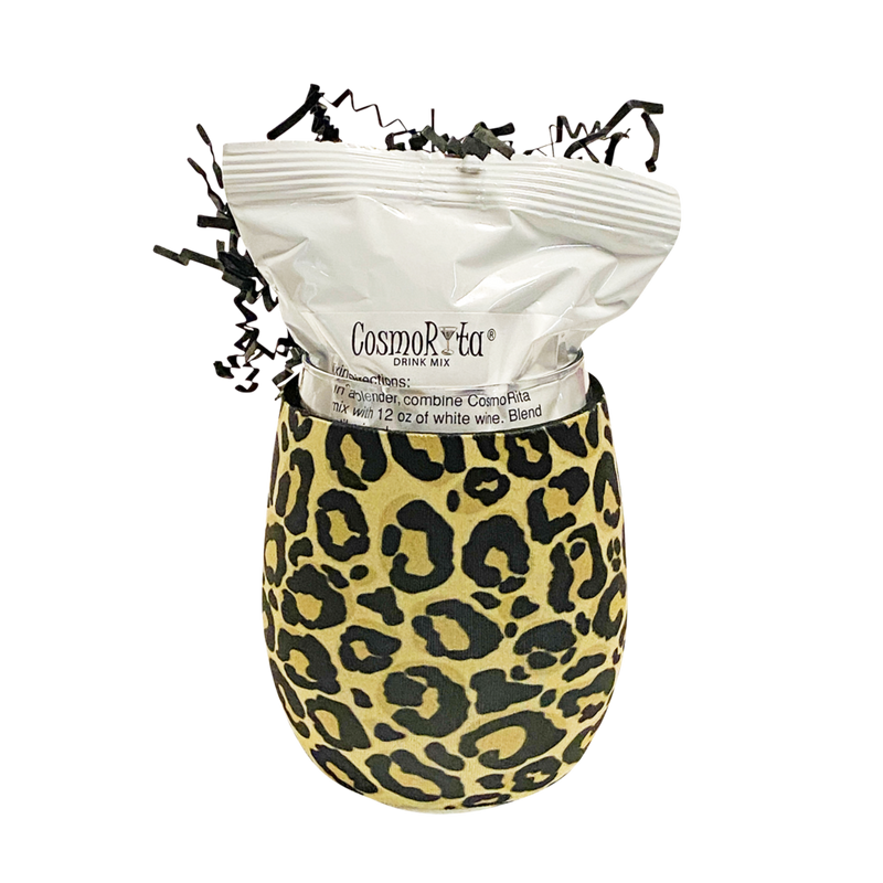 Wine-A-Rita Wine Glass Huggie & Mix Gift Set : Leopard