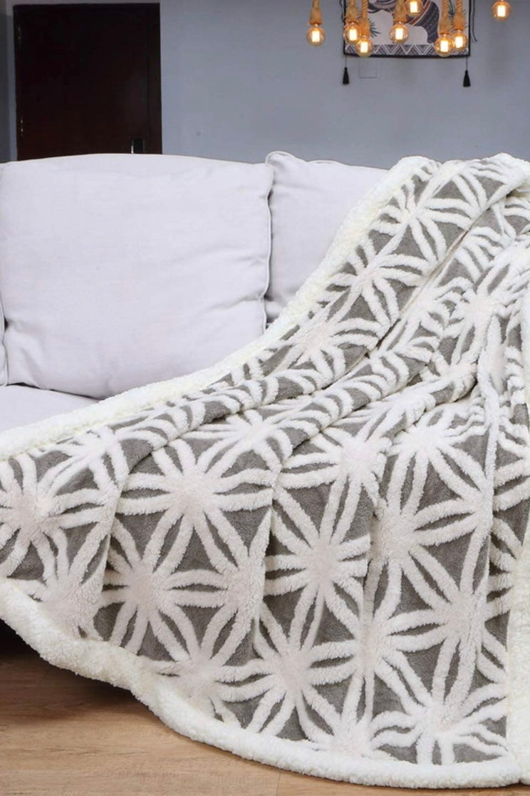 Cozy Time Sherpa Fuzzy Patterned Blanket : Various