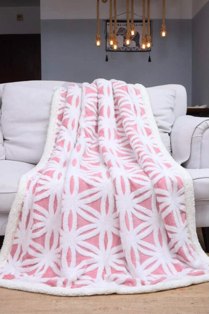 Cozy Time Sherpa Fuzzy Patterned Blanket : Various