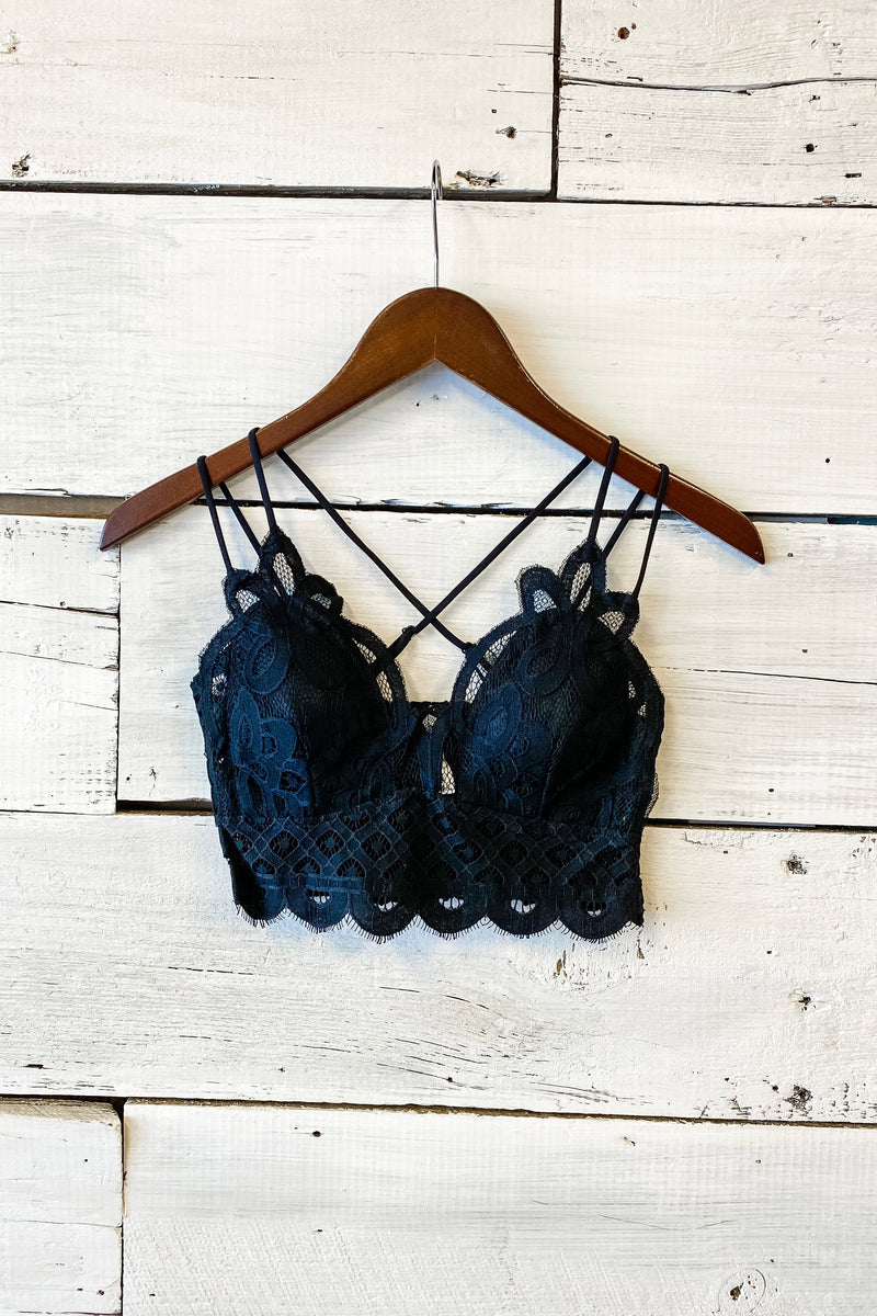 Desiree Crochet Lace Bralette : Black